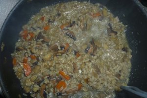 Risotto cu ciuperci, carciofi si aripioare pane