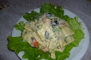Salata cu paste in sos de branza