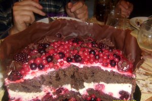 Tort cu ciocolata si fructe de padure