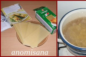 Rulouri de lasagna cu brânză, pe pat de spanac