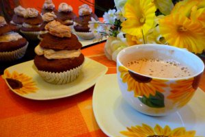 Briose cu cafea,mascarpone si pireu de castane