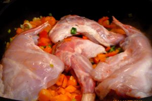 Iepure de casa cu ciuperci si legume
