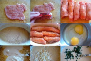 Rulada de pui cu telemea si ardei gratinat
