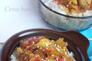 Muschiulet de porc picant cu orez- in stil asiatic