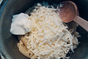 Penne cu branza si smantana cu doar 4 ingrediente