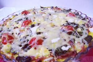 Tartǎ cu spanac şi brânză feta