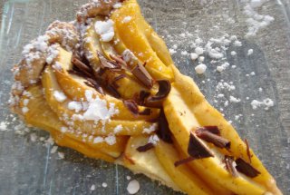 Tartă cu mere, piersici și ciocolată neagră - de post (blat dietetic)