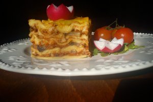 Lasagna cu pui si ciuperci
