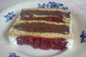 Tort cu ciocolata, alune si visine