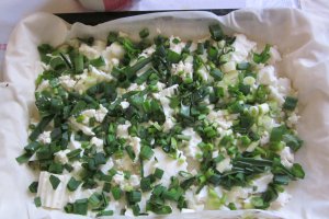 Placinta cu miez de lapte, ceapa si usturoi verde