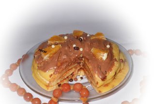 Tortulete pancakes cu bilute de ciocolata si portocale