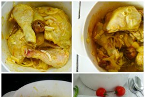Pulpe de pui cu sofran,curcuma si lime-uri uscate