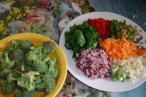 Orez cu legume, ciuperci si brocoli