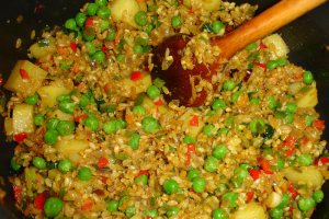 Orez cu legume, ciuperci si brocoli