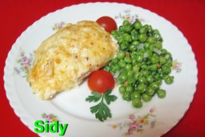 Chiftelute gratinate, cu mazare verde