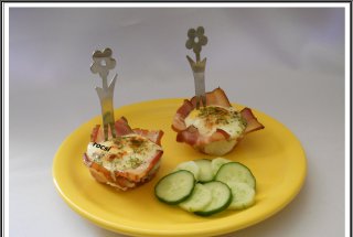 Oua in cuib de bacon la cuptor