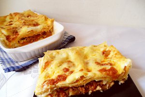 Lasagne cu cannelloni şi carne de porc