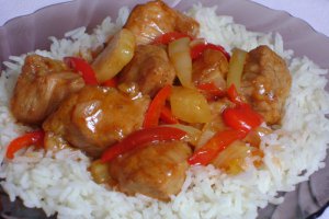 Porc dulce-acrisor cu orez basmati