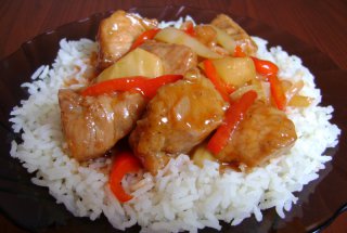 Porc dulce-acrisor cu orez basmati