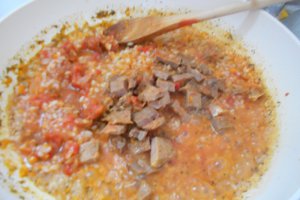 Orez cu legume si limba de vita