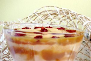 Crema de caise cu branza de vaci si merisoare
