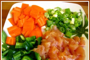 Piept de pui cu sos curry si legume
