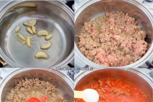 Penne cu carne tocata si ciuperci