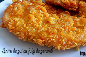 Snitel de pui cu fulgi de porumb