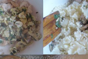 Lazanne cu piept de pui si ciuperci gratinat