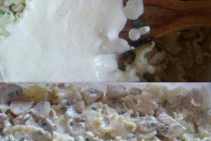 Lazanne cu piept de pui si ciuperci gratinat