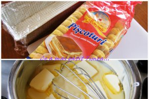 Desert tort de piscoturi cu crema de vanilie