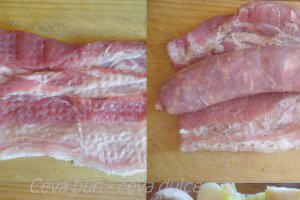 Piept de porc umplut cu carnati