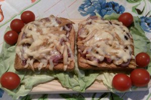 Sandvis cu cascaval Delaco si ceapa