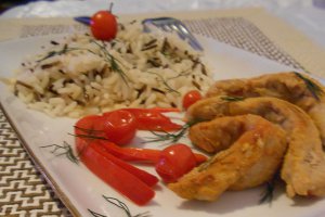Pulpa de porc inabusita cu garnitura de orez salbatic
