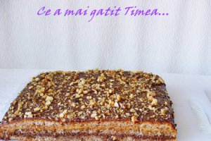 Prajitura cu nuca, caramel si ciocolata