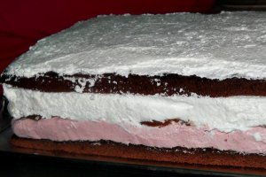 Prajitura cu mousse de prune,branza de vaci si frisca
