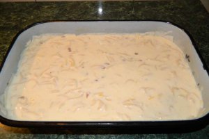 Vargabeles (Budinca cu paste, branza si stafide)