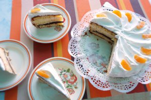Tort cu clementine si crema de cocos