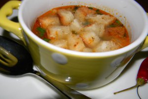 Supa de legume cu chimen si crutoane (de post)