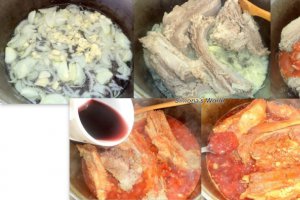Coaste de porc la cuptor in sos de vin, ceapa si usturoi