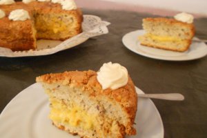 Prajitura cu banane, seminte de in si crema de portocale