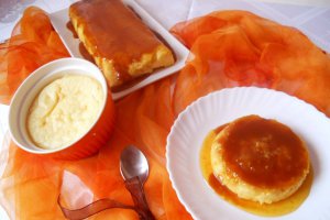 Budincă de griş,  brânză şi caramel