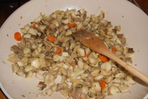 Tocanita de pleurotus cu mamaliguta