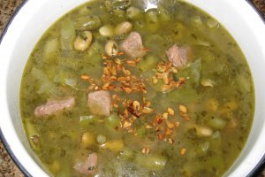 Supa de bob verde cu carne de vita si iaurt-"Foul akhdar bi laban"