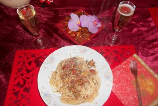 Spaghete cu ton si ciuperci