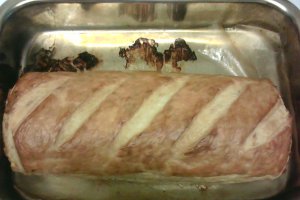Strudel cu cartofi,sunca si masline