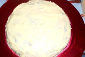 Tort de clatite cu budinca de vanilie,dulceata de afine si mure