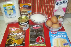 Prajitura cu nuca de cocos, ciocolata si crema de vanilie