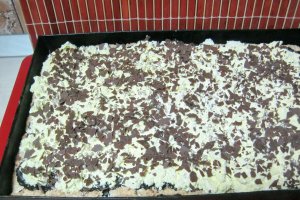 Prajitura cu nuca de cocos, ciocolata si crema de vanilie