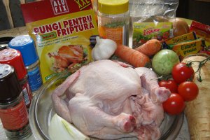 Pui cu legume la cuptor preparat in punga